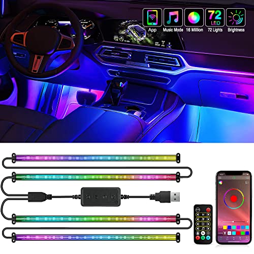 Nilight 4PCS USB Car Interior Lights Dream Color App and Remote Control - color: APP RGBIC Lights