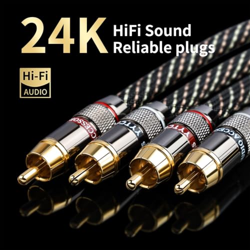 Audiophile HiFi 4.92ft Audio RCA Cables - 2RCA Male to Male - size: 4.92 ft