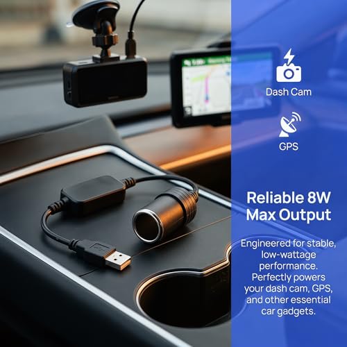 Usb to Cigarette Lighter 12v Adapter,Usb A & C Input 5v,Dc Power Offer Adapter For Dash Cam,Led,Car,and Home Devices, 13.7in (USB)
