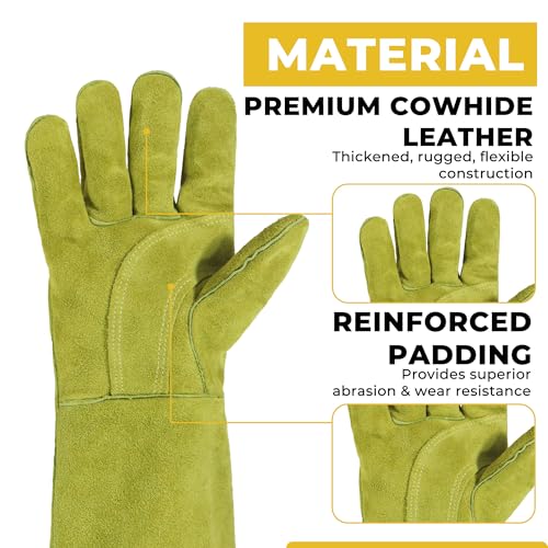 HANDLANDY Animal Handling Gloves, Bite-Proof, Scratch-Resistant, Pet Gloves for Dogs, Cats, Falconry, Gardening - color: Ginger Yellow, size: 16 Inches