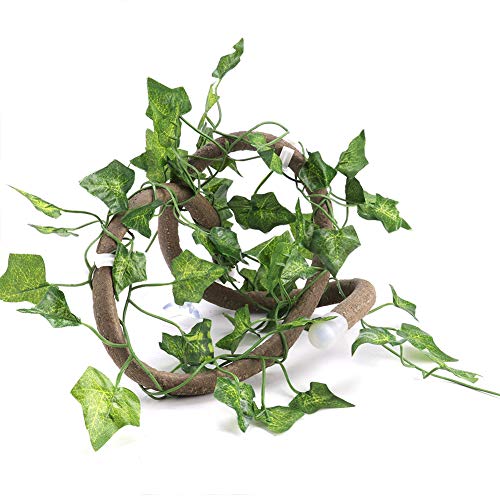 AYNEFY Flexible Vine Branch Jungle Rattan Long Vine Decoration Rattan Decoration Lifelike for Reptiles Pet Reptile Climbing Rattan Artificial Reptile - size: Rattan + folha de hera