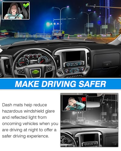 Cartist Black Dash Cover for 2014-2018 Chevrolet Chevy Silverado/GMC Sierra - size: 63.78*18.50(Silverado/Sierra 14-18)