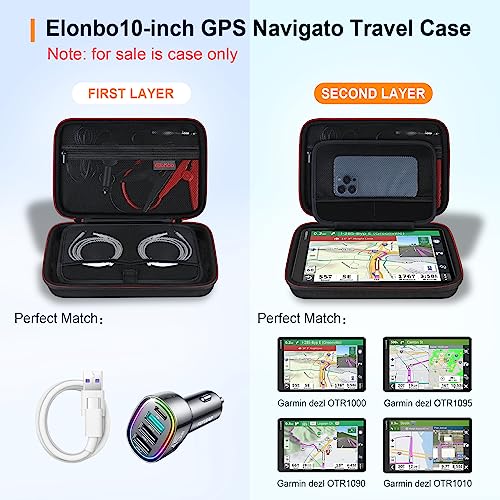 Elonbo GPS Carrying Case for 10 Inch Garmin GPS Navigator, Black-10 Inch - color: Black-10 Inch