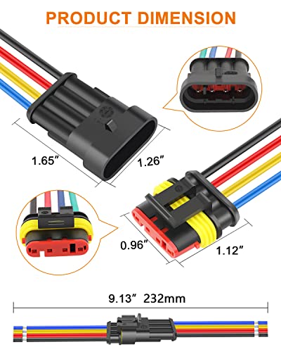NAOEVO 4 Pin Connector Waterproof, 16 AWG 4 Wire Connectors, 6 Kits - size: 4 Pin