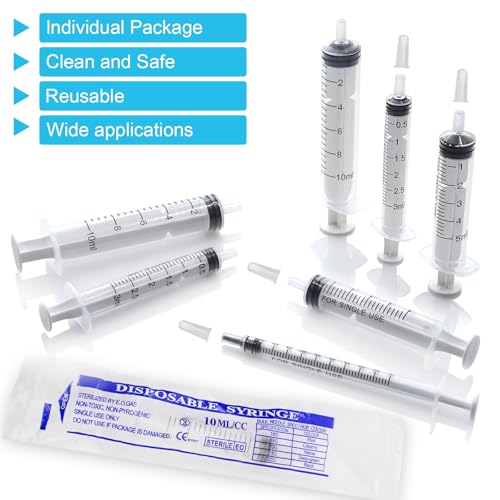 10 Pack 3ml/cc Syringe with Cap, Small Plastic Syringes without Needle, Individually Wrapped, for Liquid Oral Measurement, Scientific Lab, Colostrum Collect, Feeding Pet, Watering - style: 3ml