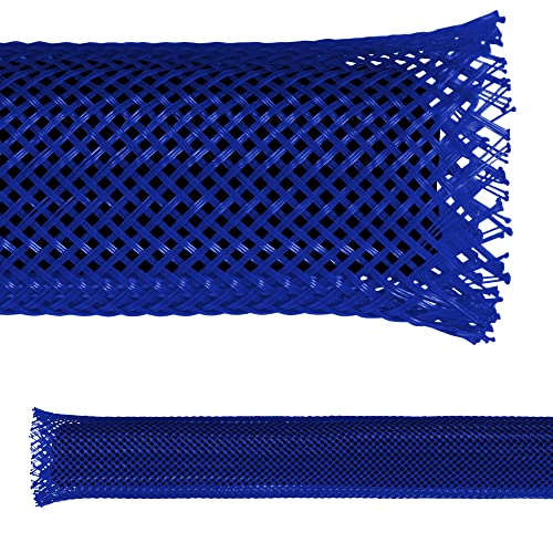 Electriduct 1/8" PET Expandable Braid Sleeving Flame Retardant Flexible Wire Mesh for Cord Management and Cable Protection - 100 Feet - Blue - color: Blue, size: 0.125 Inch Dia - 100 Feet