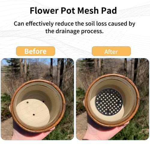 Bivethoi 100pcs Plant Pot Mesh Hole Cover Bonsai Drainage Mesh Insert, Flower Pot Hole Mesh Pad Bottom Grid Mat, Round Mesh Screen Pot Bottom Gasket for Garden Prevent Soil Loss (1.8" / 45mm, Black) - color: Black, size: 100pcs