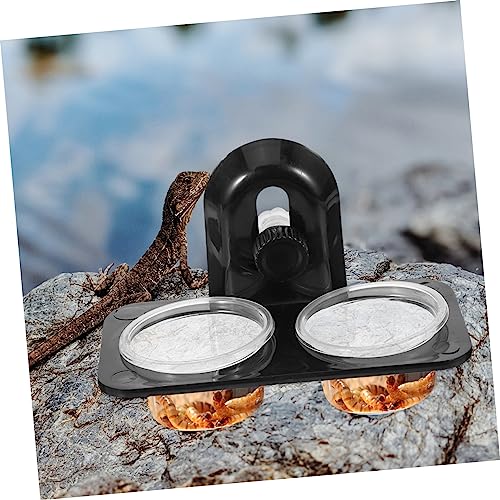 Toddmomy Reptile Feeding Bowl Container for Lizards Turtles Geckos and Durable Screw Type Design with Dual Compartment Easy to Clean Feeding Supplies for Reptiles