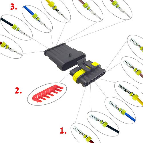 6 Pin Way Waterproof Electrical Wire Connector, 8 Kit Car Auto Electrical Connectors Series Terminals Water Resisted for Car, Truck, Boat(6 pin Connector) - size: 6 Pin connector--8 kit