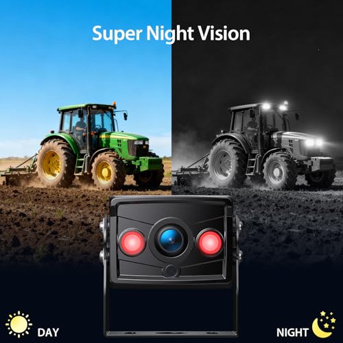 ZEROXCLUB 7" 1080P Wired Rear View Backup Camera System, Dual Split Screen IP69K Waterproof Reverse Camera, Vibration-Proof 10G for Tractor, Truck, Trailer, Combine, Heavy Equipment, BH701 - size: 7"-1 Cam