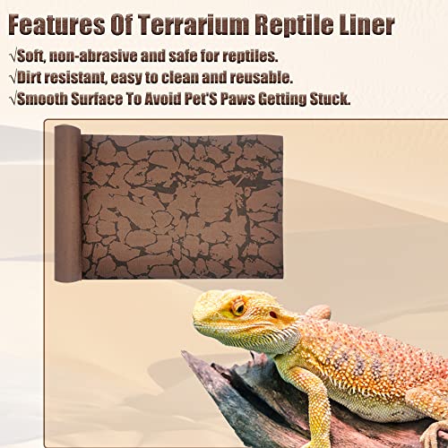 Tfwadmx Reptile Carpet Sand Mat for Bearded Dragon Terrarium Substrate Liner Brown Reversible Lizard Bedding Mats for Cage Leopard Gecko Tortoise Turtle Snake Chameleon with Tweezer 20"x 39"(1 Pcs) - size: L:19.7"x39.3"(1Pcs)
