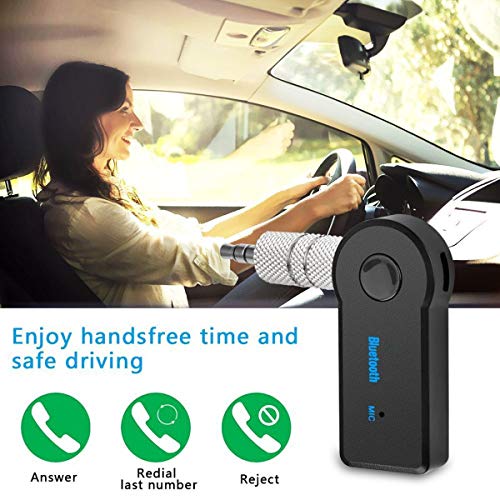Bluetooth AUX Adapter for Car, Wireless Audio Receiver Portable Hands-Free Car Kits with AUX 3.5mm - color: black