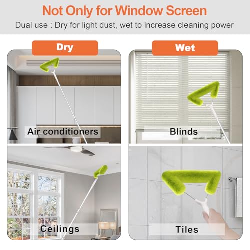 Window Screen Cleaning Brush with 62in Extension Pole