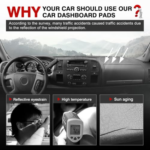 Autorder Dashboard Cover Mat for 2007-2013 Chevy Chevrolet Silverado&GMC Sierra 1500/2500HD/3500HD with Two Glove Boxes Accessories Dash Cover Upgrade Polyester Dash Mat - size: Black 07-13 Silverado 2 Glove Boxes