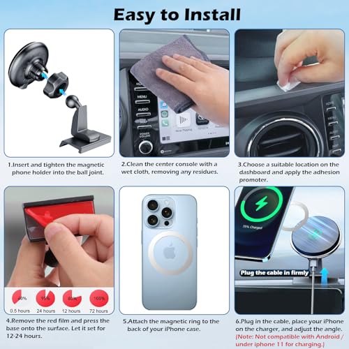 15W Wireless Charging Phone Mount Compatible with Toyota Tacoma 2016-2023 - style: Magnetic Charge