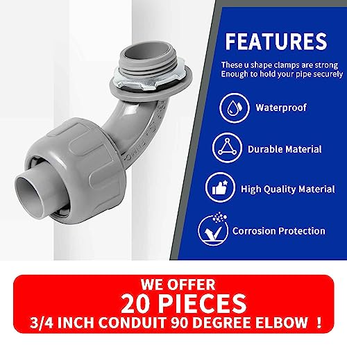 (20 Pack) Yariwiz 3/4 Plastic Liquid Tight Conduit 90 Degree Elbow - style: 3/4" Elbow-20 Pack