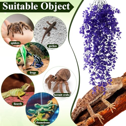 Suncalla Reptile Plants Terrarium Hanging Plants Vines Boston Climbing Terrarium Plant with Suction Cup for Bearded Dragons Lizards Crested Gecko Snake Crab Tank(Multicolor Series,4 Colors) - style: Multicolor Series