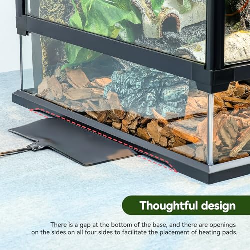 24x18x18'' Glass Reptile Tank Front Opening Terrarium Suitable for Leopard Geckos, Snakes, Tree Frogs, Chameleons,Watertight Base, Ventilated Metal Mesh Top, Pre-Drilled Cable Holes - size: 24'' x 18'' x 18''