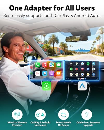 OTTOCAST Mini Pico Wireless CarPlay Adapter, No More Cables, Dual Phone Memory, One-Button Switch, Wi-Fi 6 & Bluetooth 5.4
