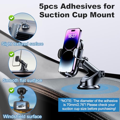 Adhesive Sticky Pad for Car Phone Mount - Double Sided Phone Holder Mounting Tape Replacement, Heavy Duty Clear Glue Pads for Magnetic Dashboard Dash Mount Stickers (2.76“ / 70mm) - size: 2.76“ / 70mm