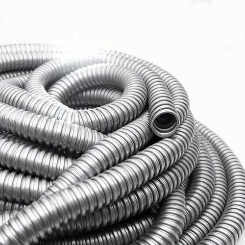 25ft 3/4in Flexible Reduced Diameter wall Wire Conduit, Galvanized Steel Flexible Electrical Conduit, Suitable for Wire Management and Greenfield Wiring