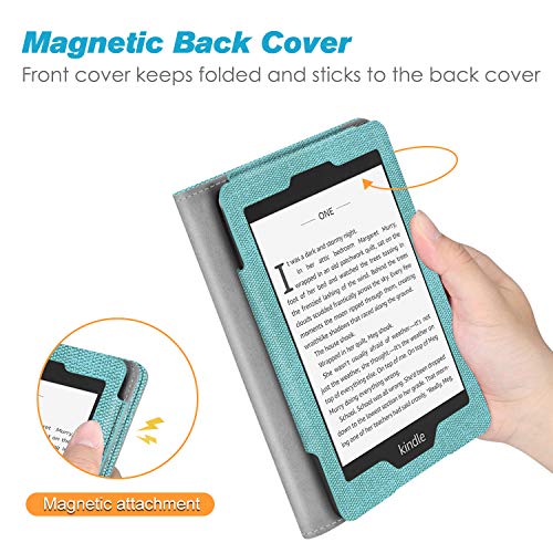 Fintie Stand Case for 6" Kindle Paperwhite 10th Gen 2018, Turquoise/Brown - color: turquoise/brown
