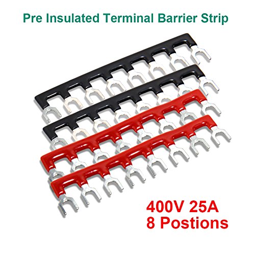 Terminal Block, 8 Circuits 600V 25A Dual Row Screw Terminal Strip, 4 Sets