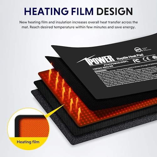 iPower 6 by 8 Inch 8W Reptile Heating Pad with Adjustable Thermostat, Under Tank Warmer Terrarium Heat Mat for Turtles/Snakes/Lizards/Frogs, 2 Pack - size: 6" x 8", style: 2 Pack Heat Pad - New