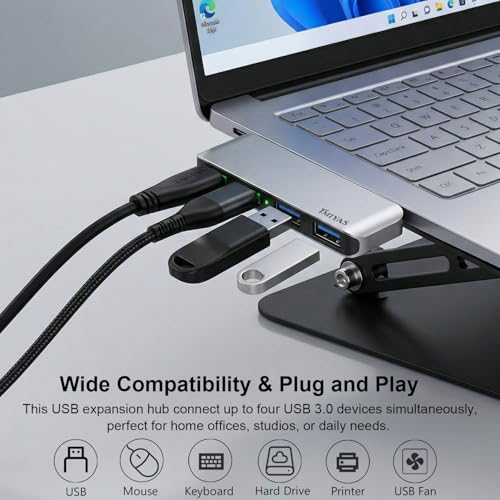 USB 3.0 Hub 4-Port Cable-Free USB Splitter for Laptop Left Side - color: Silvery(Left)
