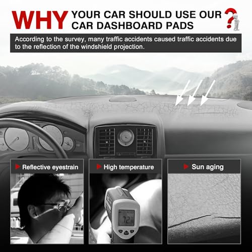 Autorder Dashboard Cover Mat for Chrysler 300 300C 2005-2010 Accessories Dash Cover Upgrade Flannel Dash Mat Sunshade Glare UV Rays Protector - size: Black 05-10 Chrysler 300