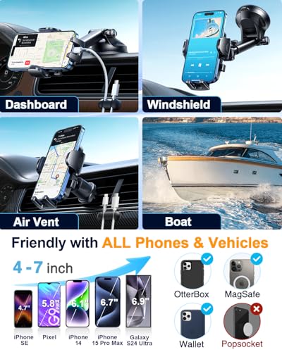 YRU True Military-Grade 360°Rotation Suction 2026 Ultimate Car Phone Holder - color: Royal Blue