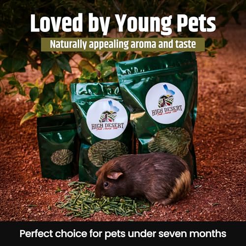 High Desert Delight Alfalfa Pellets, Protein Rich Small Animal Food for Young Rabbits Guinea Pigs and Small Pets, Natural Fiber Alfalfa Hay Pellets for Digestive Health, Fresh Hand Packed 63 oz Bag - size: 4 Pound (Pack of 1)