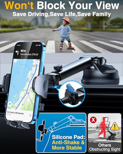 YRU True Military-Grade 360°Rotation Suction 2026 Ultimate Car Phone Holder - color: Gloss Black