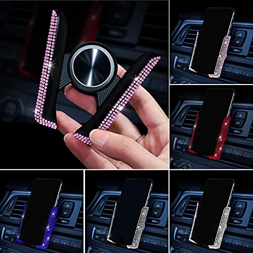 SUNCARACCL Pink Bling Car Phone Holder Diamond Car Vent Phone Mount - color: Pink