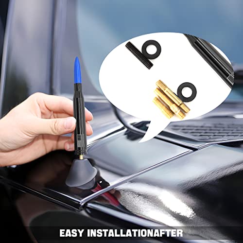 BESULEN American Flag Car Antenna, 5.5 Inch AM/FM Radio Short Antenna with 9 Screws Adapter & 2 Rubber Rings, Universal Aluminum Antenna, Auto Replacement Accessories for Pickup Truck SUV (Blue) - color: Blue