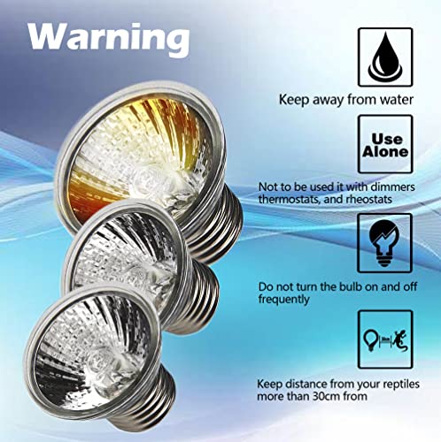 UVA UVB Reptile Light Bulbs 4 Pack 50W,Basking Light Heat Lamp for Reptiles and Amphibian Tank Terrariums Cage for Turtle,Bearded Dragon, Works with Various Lamp Fixtures Come with UV Test Card