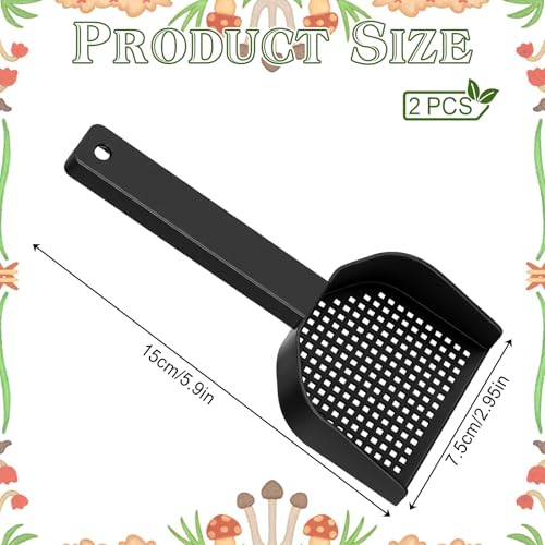 2Pcs Poop Scooper 2.95 in × 5.9 in Cat Litter Scooper Fine Mesh Sifting Shovel Plastic Handle for Guinea Pig Rabbits Small Animals for Easy Waste Cleaning