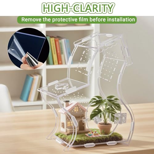 Magnetic Acrylic Enclosure for Jumping Spiders & Small Reptiles – 5.9"x4.7"x9.4" Escape-Proof Habitat with Easy-Feed Magnetic Door, 3mm Thick Clear Terrarium for Tarantulas, Mantis, Geckos & Beetles - size: 5.9 x 4.7 x 9.4 inches