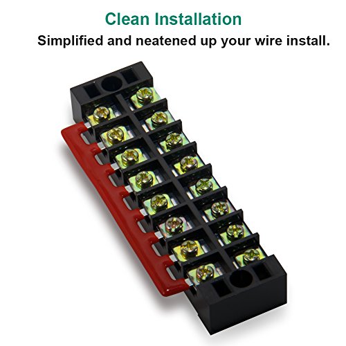 Terminal Block, 8 Circuits 600V 25A Dual Row Screw Terminal Strip, 4 Sets