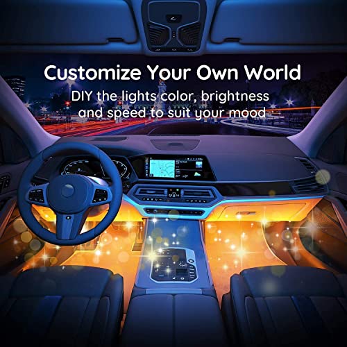 4PCS 48 LED Car Interior Lights, RGB Under Dash Lighting Kit - color: Multi-Color 48 Lights