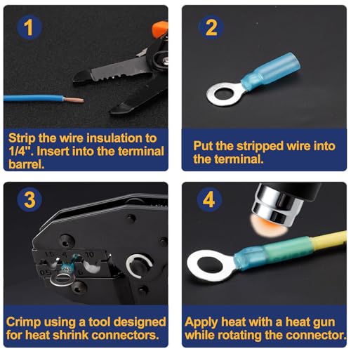 125Pcs Heat Shrink Ring Terminals-Waterproof Crimp Wire Connectors - color: 111PCS, size: KIT