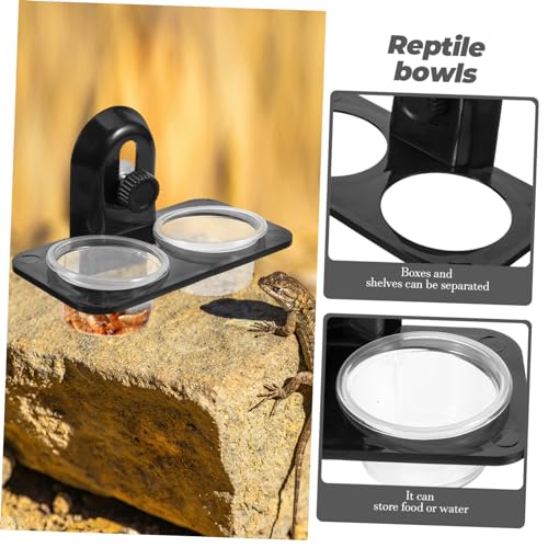 Toddmomy Reptile Feeding Bowl Container for Lizards Turtles Geckos and Durable Screw Type Design with Dual Compartment Easy to Clean Feeding Supplies for Reptiles