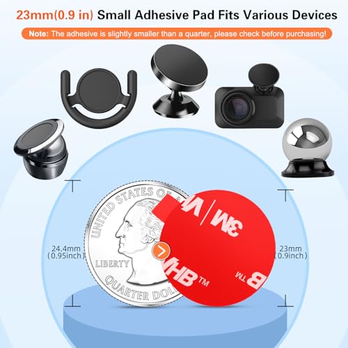 pop-tech Sticky Adhesive Replacement for Magnetic Car Mount, 8PCS Circular Heat Resistant Double Sided Strong Sticker Pads for Magnet Cell Phone Stand & Finger Ring Holder & Socket Grip Base