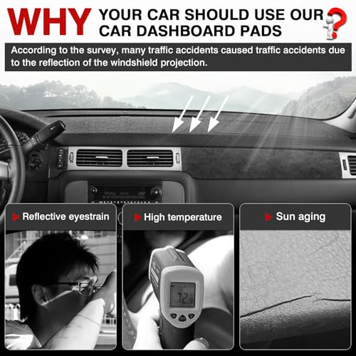Autorder Dashboard Cover Mat for 2007-2013 Chevy Silverado Sierra,2007-2014 Chevy Tahoe Suburban Denali Avalanche&GMC Yukon/XL Without Dash Speaker&Only One Glove Box Accessories Velvet Dash Cover - size: Black 07-13 Silverado 1 Glove Box(A)