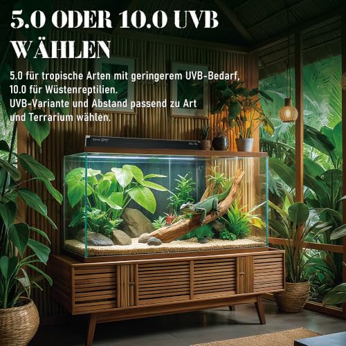 4W Reptile T5 HO UVB 6.5" 5.0 Light Fixture with Tube, Dedicated UVB Spot Hood for Terrariums, Suitable for Arid Reptiles Like Leopard Gecko - color: 5.0 Rainforest