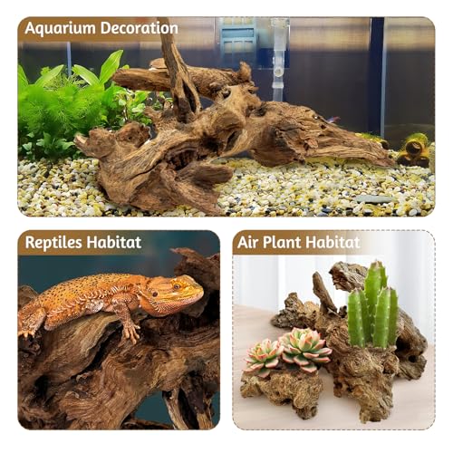kathson Large Natural Aquarium Driftwood Reptiles Branches Terrarium Ornament Sinkable Wood Decor Trunk Fish Tank Log Habitat Decoration (11"-17") - size: XL:1 Pack(11 - 17 inches)