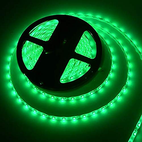 Water-Resistance IP65, 12V Waterproof Flexible LED Strip Light, 16.4ft/5m Cuttable LED Light Strips, 300 Units 3528 LEDs Lighting String, LED Tape(Green) Power Adapter not Included - color: 1*16.4ft 3528 Green