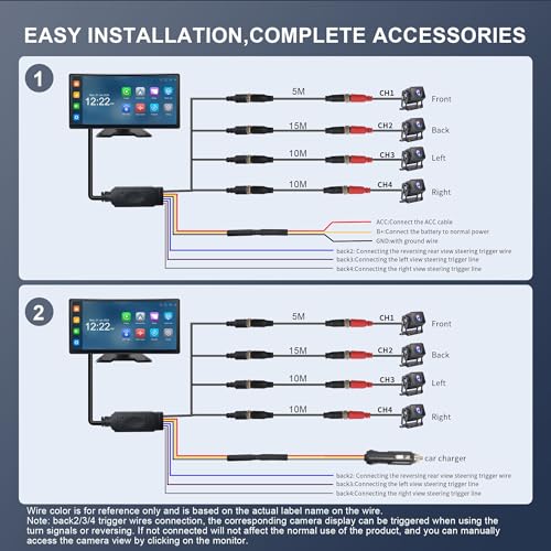 PARKVISION 10.36" 4-Channel RV Backup Camera System Carplay & Android Auto