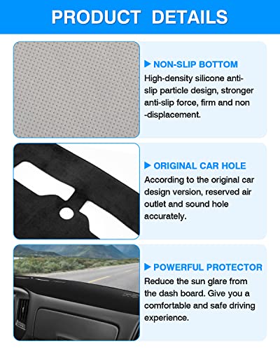 Autorder Dashboard Cover Mat for 2014-2018 Chevy Chevrolet Silverado/GMC Sierra 1500, 2015-2019 Silverado/GMC Sierra 2500HD 3500HD Accessories Dash Cover Flannel Sunshade Glare UV Rays Protector - size: Black 14-18 Silverado