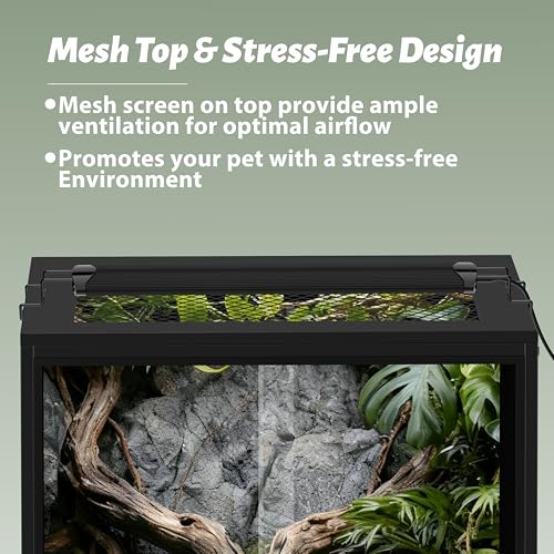 65 Gallon PVC Tall Reptile Tank/Terrarium, RepWild 24" x 18" x 36" Arboreal Reptile Habitat Enclosure with Sliding Door & Heavy-Duty Screen for Amphibians, Crested Gecko Lizard Chameleon - size: 24”W x 18”D x 36”H
